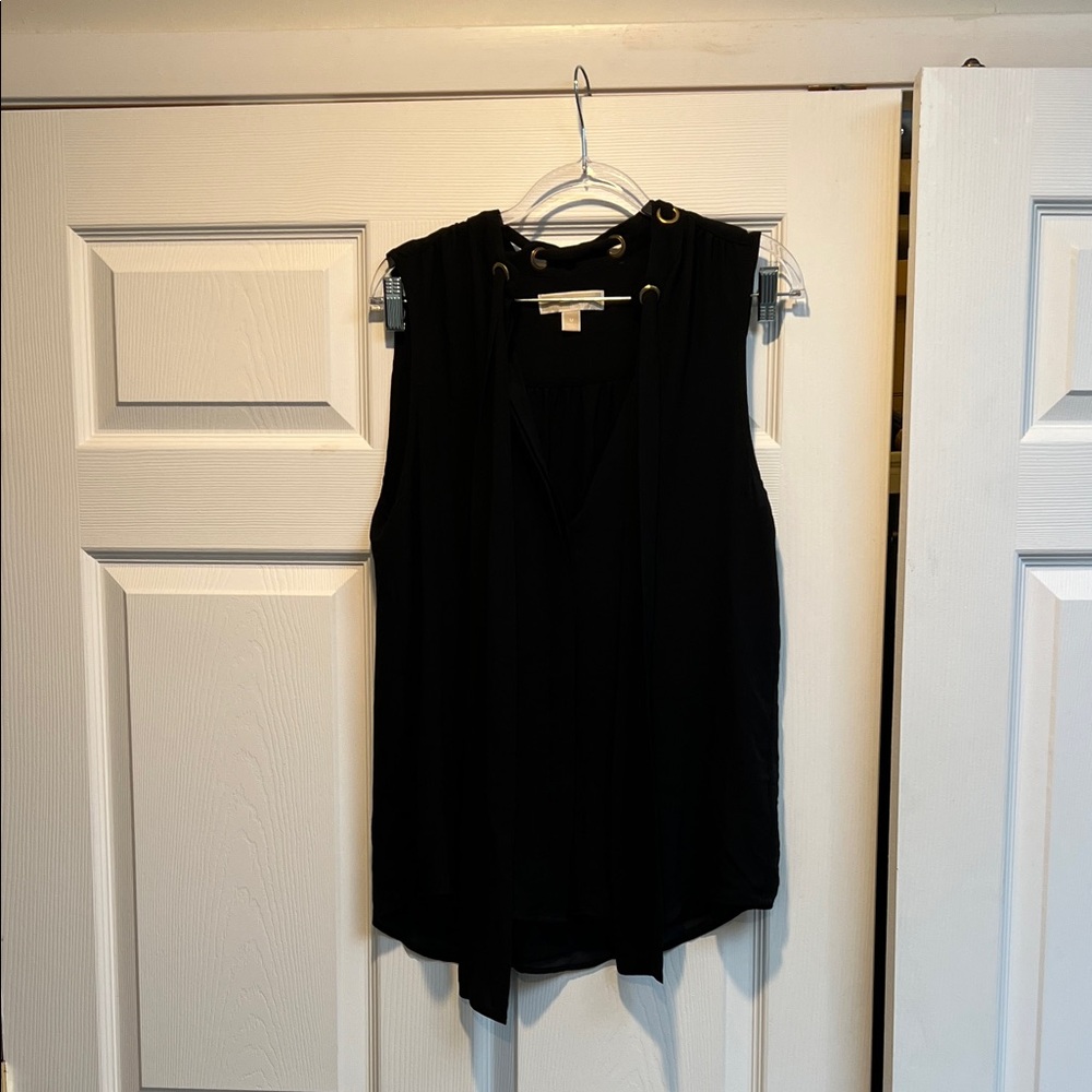 Michael michael kors grommeted black sleeveless top with sash